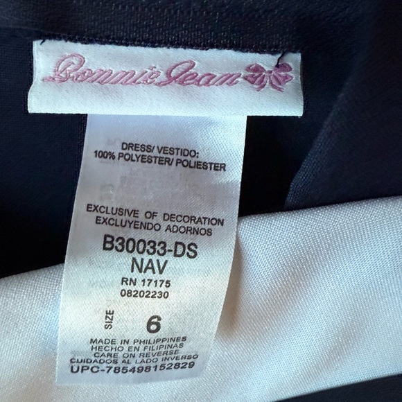 Bonnie Jean Navy and White Formal Kids Dress - Picture 2 of 3